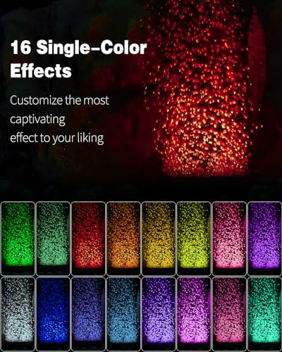Pawfly Aquarium Air Bubble LED Light Fish Tank Underwater Multi-Colored Bubbler Light Aquarium Air Stone Disc with 4 Lighting Modes and Strong Remote Control (Pump & Remote Battery Not Included)
