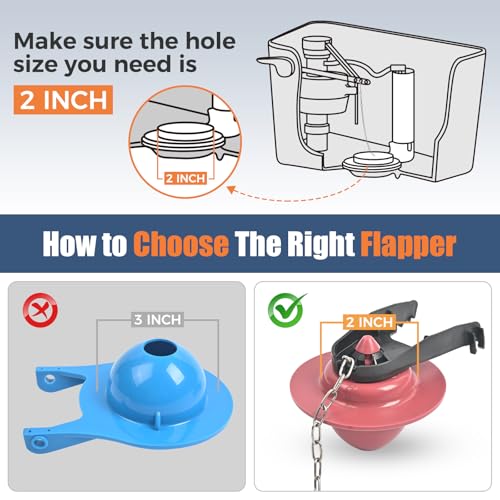 Universal Toilet Flusher Replacement Kit, Water-Saving & Height Adjustable Fill Valve, 2-Inch Flapper, Quiet & Anti-Siphon Toilet Repair Kit Inside Tank, Easy to Install (Red, 1-Pack) - color: Red
