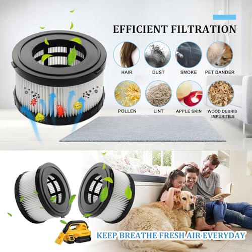2 Pack HEPA Filter Replacement Compatible with DEWALT Wet Dry Vacuum DC5151H DC515 DCV517 DCV517B-with 1 Cleaning Brushes - size: 2 pack