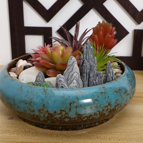 HANABASS 8 Pcs Miniature Rockery Decor, Resin Mountain Figurines for Zen Garden Micro Landscape, Planter Accessories Aquarium Fish Tank Stone Statue