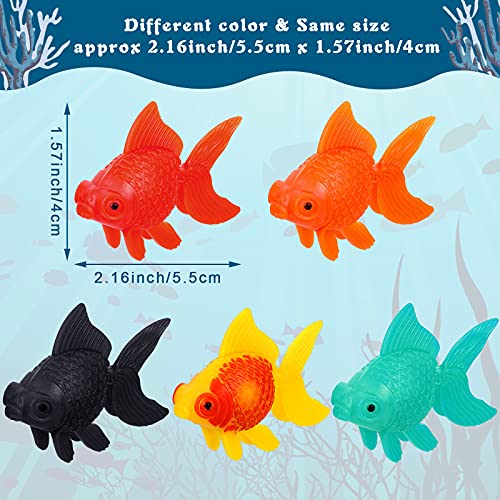 Sumind 20 Pieces Fake Plastic Fish Floating Artificial Aquarium Fishes Realistic Artificial Moving Colorful Goldfish Fake Goldfish Decoration Ornament for Aquarium Tank