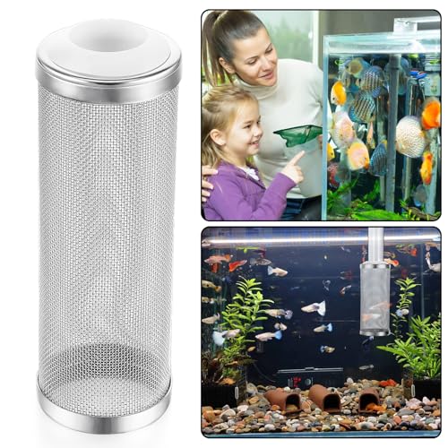 2PCS Filter Covers Aquarium, 16mm Stainless Steel Filter Intake Guard Aquarium, Metal Fish Tank Mesh Intake Strainer, Metal Prefilter Tube Net Cover, Shrimp Tank Accessories for Fish Tanks Inlet Pond