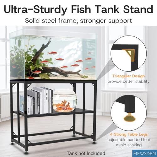 Fish Tank Stand,10 Gallon Heavy Duty Metal Aquarium Stands, Reptile Tank, Turtle Tank, Breeder Tank Stand, 220LBS Capacity Terrarium Stand Rack with 2-Tier Storage Shelves (Black, 24.8"x9.2"x30") - color: Black, size: (10 Gallon)24.8"x9.25"