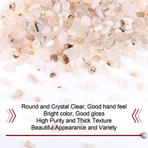 Hilitchi White Agate Stone Tumbled Stones for Plants Cacti & Succulents Bedding, Vase Filler, Landscape Bottom Decoration (About 1lb(455g)/Bag) - color: White Agate, size: 9-14mm (0.35"-0.55")