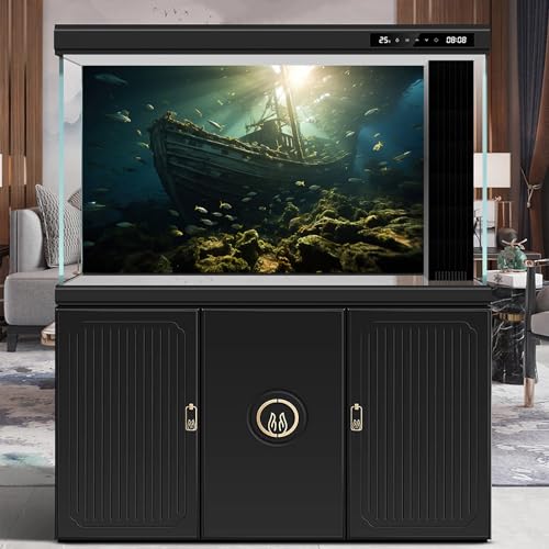 Underwater Aquarium Background Under The Sea Sunken Old Wooden Ship Ruins Fish Tank Background Seagrass Coral Reefs Sunken Ship Terrarium Backgrounds Undersea World Reptile Tank Backgrounds 24x12in - color: Dark Green, size: 24(W)x12(H)in