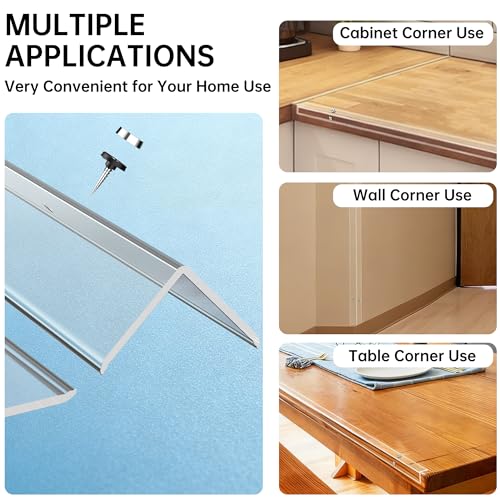 CHIDU Corner Guard, Pre-Drilled Clear Wall Corner Protector with Screws, L-Shaped Thickened Edge Protection for Sharp Wall, Door Frame, Table, Countertop - 2 PCS x 47.2" L x 1.57" W - size: 47.2" L x 1.57" W