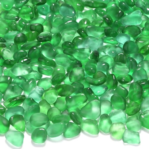 YATOJUZI Aquarium Gravel Fish Tank Rocks 0.85lb Sea Glass Stones for Crafts Decorative Frosted Glass Pebbles for Aquarium Fish Tank Vase Filler DIY Home Decor (Green) - color: Green