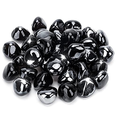Stanbroil 10-Pound Fire Glass Diamonds - 1/2 inch Luster Fire Glass for Fireplace Fire Pit and Landscaping, Onyx Black Luster - color: Onyx Black Luster