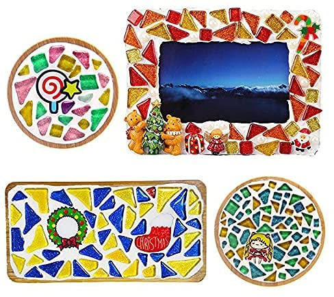 500g Mixed Color Irregular Crystal Mosaic Tiles,Tiny Mosaic Tile DIY Hobbies Children Handmade Crystal Craft for Craft Bathroom Kitchen Home Decoration DIY Art Projects,0.4X0.4 Inch(Yellow Series) - color: Yellow Series