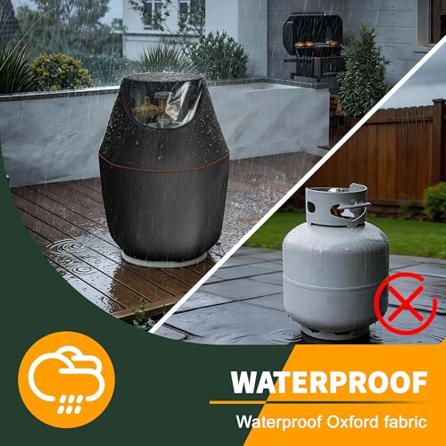 20 lb Propane Tank Cover Fits Standard Propane Tanks Waterproof,Garden 420D Oxford Fabric Propane Tank Storage Box with Windproof Drawstring,34x45cm - size: 34x45cm