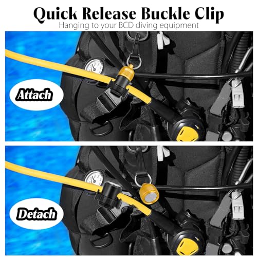 2PACK Scuba Regulator Hose Holder, Magnetic Adjustable Octopus Holder Octo Tank Retainer with Clip, Installs to Your BCD Easily! - color: Gold