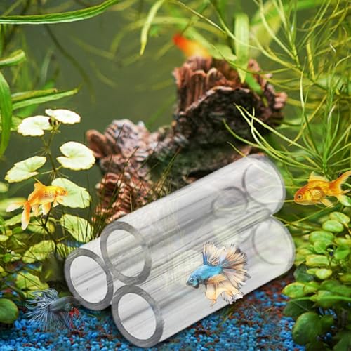 Aquarium Shrimp Cave - Clear Acrylic Breeding Habitat, Crystal Shelter Tube, Secure Aquatic Hideaway | Shrimp Breeding Tube for Small fishss Tank Environment - color: 3 Tubes