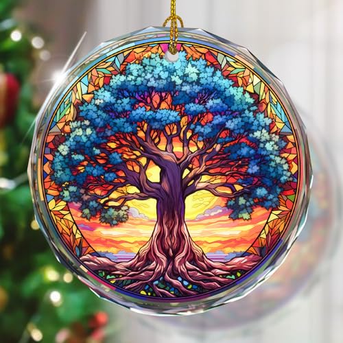 Tree of Life Stained Glass Christmas Ornament, Christmas Tree Decoration, Gift for Holidays - color: Tree of Life