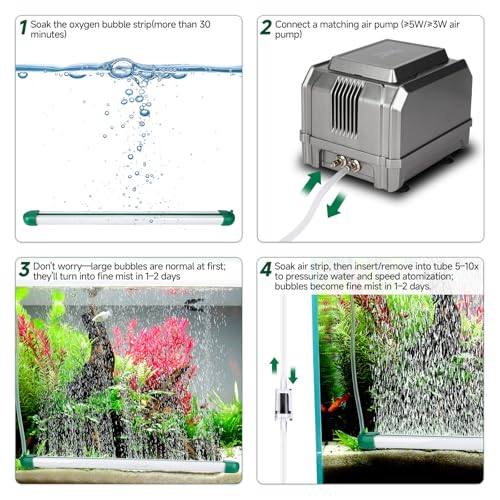 hygger 27.5Inch Aquarium Bubble Bar, Double Row Fine Mist Air Bubble Curtain Wall, Quiet Dissolved Oxygen Diffuser Air Stone, Self-Sinking Design Fish Tank Bubbler for Freshwater Saltwater Hydroponics - size: 27.5Inch