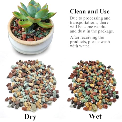 FANTIAN 2 lbs Mix Horticultural Succulent Soil,1/4 Inch Pumice Gravel. Decorative Pebbles Lava Rock for Cactus, Bonsai, Orchid, Indoor Plants of Drainage, Ventilation and Root Growth - color: Mixed Color