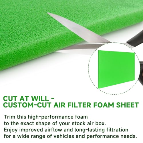 65-PPI Motorcycle Foam Filter Material for Uni Filter BF-1 BF1, Air Filter Material Foam Sheet, Cut-to-Size Pre-Filter Sponge Pads for ATV UTV Scooters Dirt Bike Lawn Mower, Green - color: Green