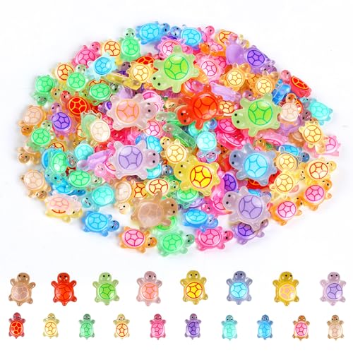 Tmtains Slime Charms Kawaii Resin Charms 3D Cute Nail Charm Mini Flatback Luminous Animal Charm Bulk Resin Jewelry Making Turtle Embellishments Supplies for Cell Phone Scrapbooking DIY Crafts - color: Eb 200Pcs Resin Turtle