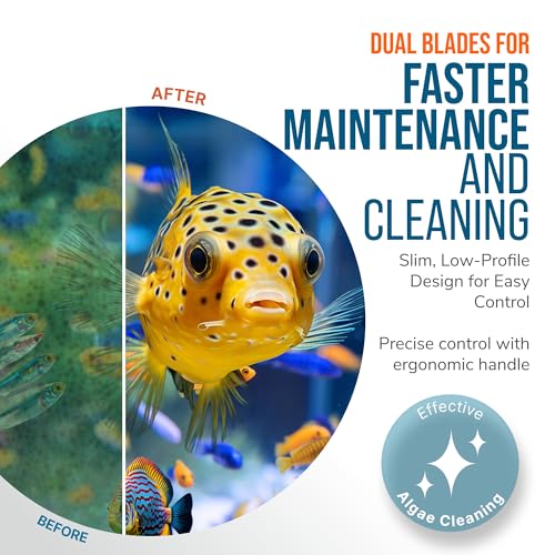 FLIPPER EDGE Standard Limited Edition Clownfish Magnetic 2-in-1 Aquarium Cleaner for Glass and Acrylic Tanks up to 1/2" (12mm) Thick – Dual Blade Design with Floating Algae Scraper and Cleaning Tool - color: LTD Clownfish, style: Standard - For Tanks 3/8