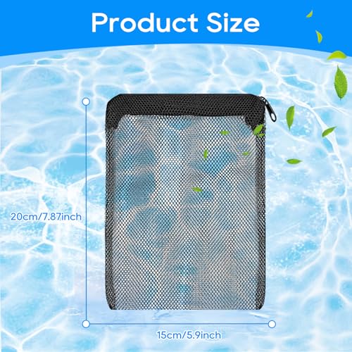 Aquarium Filter Media Bags for Aquarium with Zipper, Reusable Strong Polyester Fine Mesh Bag for Activated Carbon, Bio Filter Balls, Ceramic Rings, Filter Stones, Biospheres 8 Pack 7.8" x 5.9"