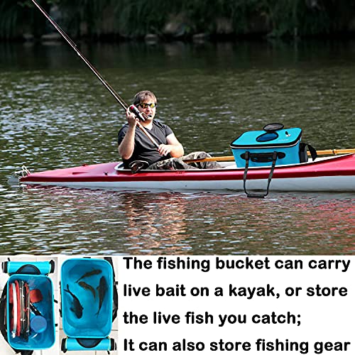 Grneric Fishing Bucket, 6Gallon/8Gallon/10Gallon Foldable Fish Bucket,Live Fish Container Multi-Functional Live Fish Bait Bucket,Outdoor Camping EVA Fishing Bag and Fish Protection Bucket - color: 23l/6gallon(blue)