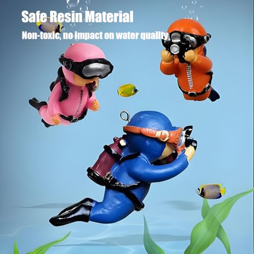 Floating Aquarium Decorations – Diver Fish Tank Floating Decor, Adjustable Floating Fish Tank Accessories for Betta Fish, Cute Aquarium Ornament (Diver Pink) - color: Diver Pink