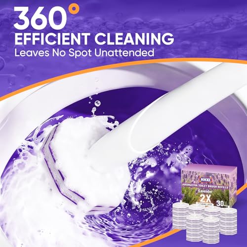 30Ct Aromative Toilet Brush Refills, Toilet Bowl Cleaner Refills, Double-Layer Cleaning Pads Added, Compatible with Most Toilet Brushes，Lavender（Patented） - color: Lavender