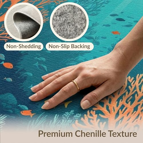 6'x9' Washable Graphic Botanical Area Rug, Turquoise Foldable Non-Slip Large Carpet for Queen Size Bedroom, Under Bed, Master Bedroom, Foldable Easy Care Carpet| Ref:1993995 - color: Blue/Pattern 42, size: 6' x 9' (Rectangular)