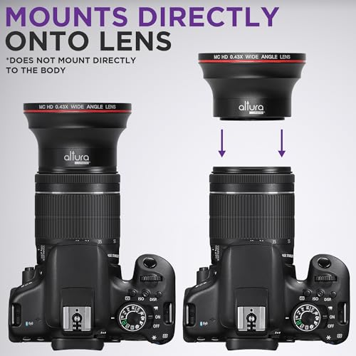 Altura Photo 58MM 0.43x HD Wide Angle Lens with Macro - Attaches to 58MM Filter Thread (Not Camera Body) - DSLR Accessories for Canon Rebel T7, T7i, T8i, T6i, T6s, T6, SL2, SL3, EOS 70D, 77D, 80D, 90D - size: 58MM