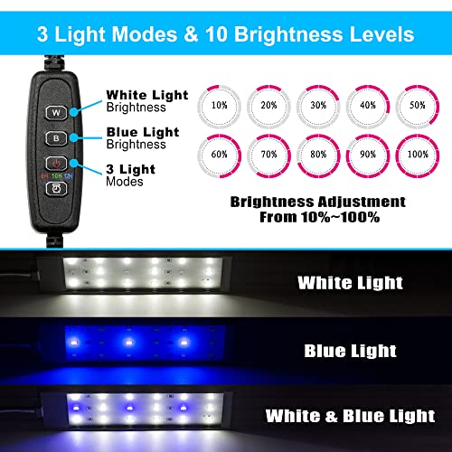DaToo Aquarium Light Small LED Clip Light for Fish Tank 10W with Timer&Dimmer, 1 Yr Warranty - size: 10W (With Timer & Dimmer)