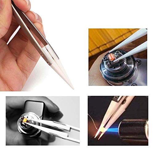 FLYINGSEA Stainless Steel Ceramic Tweezers, Antimagnetic, High Temperature Resistant, Non-Conductive, 3000 Degrees