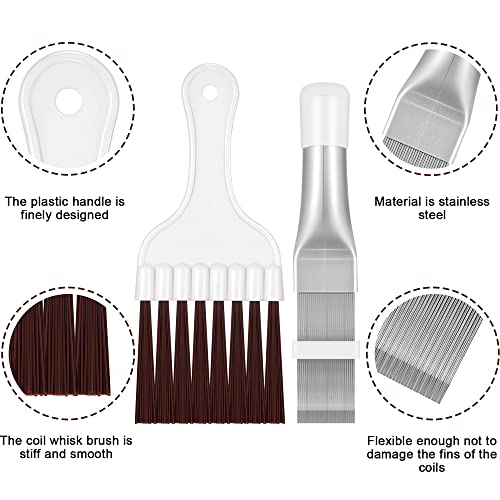 Boao Air Conditioner Condenser Fin Comb, Fin Cleaning Brush Air Conditioner Coil Cleaner Refrigerator Coil Cleaning Whisk Brush Evaporator Radiator Repair Tool(4 Pieces)
