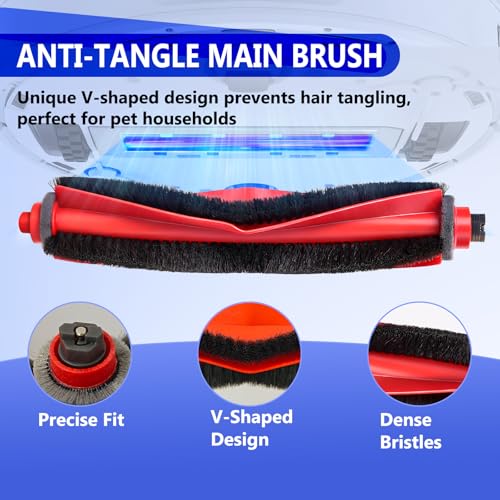 32 Pcs Q10 S5+ Replacement Accessories Compatible with Robo rock Q10 S5 / Q10 S5+ Robot Vacuum, 2 Main Brushes, 6 Mop Pads, 4 HEPA Filters, 6 Scent Tablets, 6 Side Brushes, 6Dust Bags - size: for Q10 S5+
