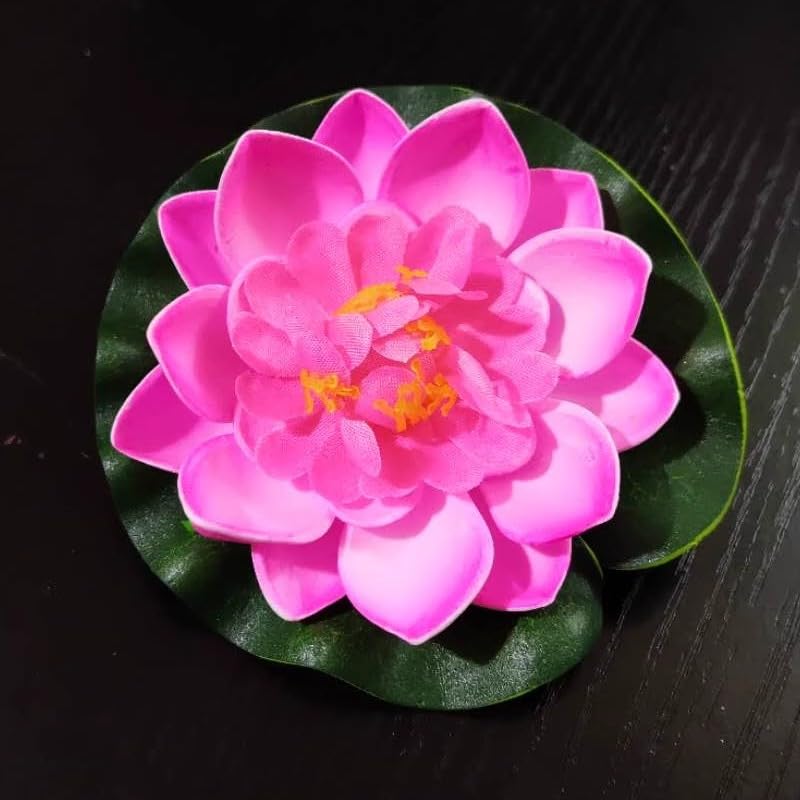 2PCS Artificial Lotus Floating Simulated Plant Realistic Aquarium Garden Lily Decoration Micro Landscape Pond Water,10cm (Rose Red) - color: Rose Red