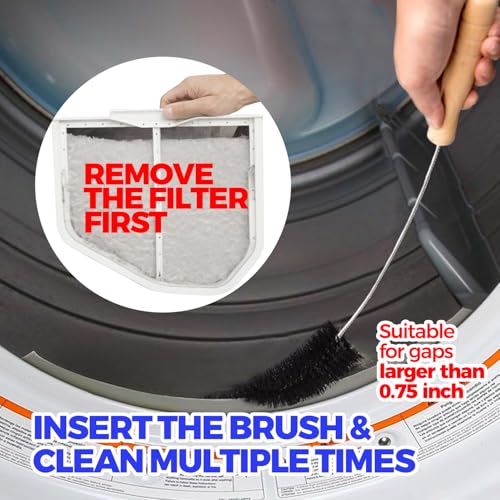 Holikme 3 Pieces Dryer Vent Cleaner Kit - Lint Removal Cleaning Tool, Dryer Vent Trap Vacuum Brush, Long Flexible Refrigerator Coil Brush,Crevice Gap Cleaning Tool Brush - size: 3Pieces