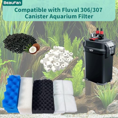 38 Pack Filter Media Kit for Fluval 306/307 Canister Filters, Replacement Bio Foam, Activated Carbon & Ceramic Rings (2 Sets Maintenance Bundle) - size: 306/307Series