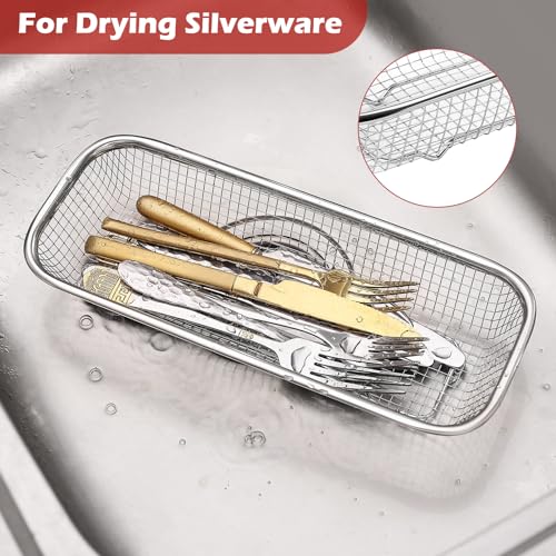 2Pack Stainless Steel Tumbler Cup Lid Organizer Inside Cabinet, Mason Jar Lid Holder, Rectangular Basket for Storage of Silverware, Chopsticks, straws and Utensils - style: SilverModern-2pack