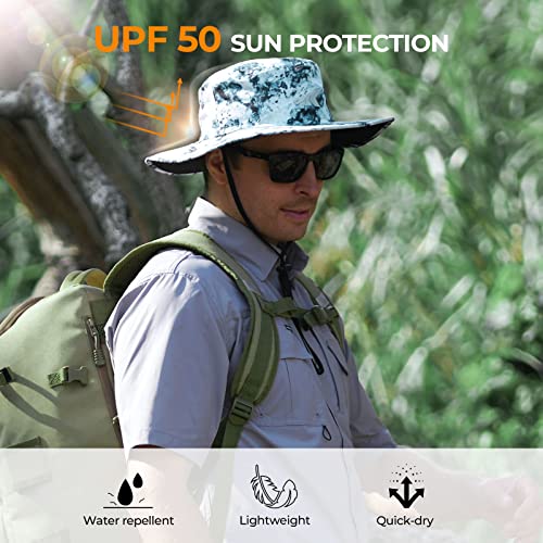KastKing Sol Armis UPF 50 Boonie Hat - Sun Protection Hat, Fishing Hat, Beach & Hiking Hat, Paddling - color: Boulder Camo Ice, size: Laser-vented Design