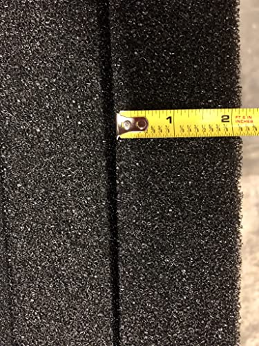 ViaAqua Aquarium Filter Sponge Open Cell Foam Sheet Bio Sponge Filter Media Pad HMF Fish Tank Sump Divider 12" x 12" x 2" (Black, 30 PPI, Medium Coarse)