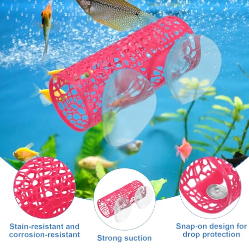 Betta Fish Hammock Bed with Tunnel Hideout, Aquarium Fish Tank Hammock with Suction Cups, Betta Fish Hide Cave for Shrimp Small Fish Decor (Pink) - color: Pink