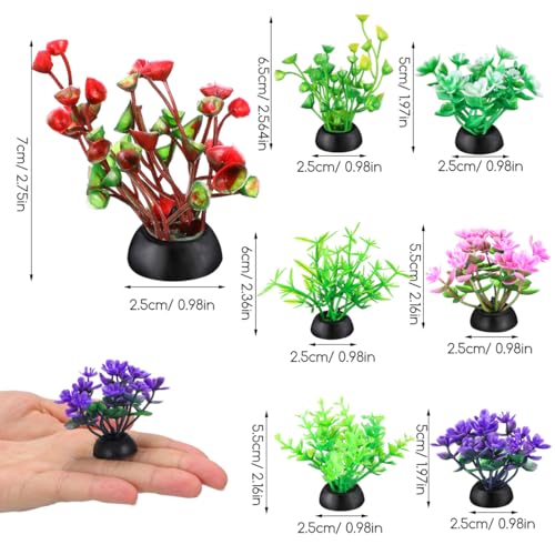 TOYANDONA 20 Pcs Simulation Water Grass Aquarium Plants Mini Plastic Fish Tank Decor Artificial Aquatic Plants for Betta Goldfish Turtle Tanks