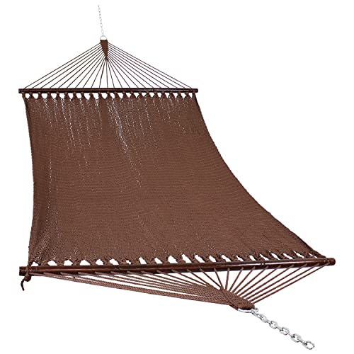 Sunnydaze Soft-Spun Polyester Rope Double Hammock for Outside - 600-Pound Weight Capacity Extra Large Hammock - Mocha - color: Mocha