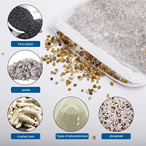 Segarty Filter Media Bags, 10 Pack 0.5mm Fine Mesh 7.7 x 6 Inch White Reusable Nylon Aquarium Net Bags with Plastic Zipper for Activated Carbon, Ceramic Rings, Bio Balls, Charcoal, Fish Tank - color: fine mesh（white）, size: 7.7" x 6"