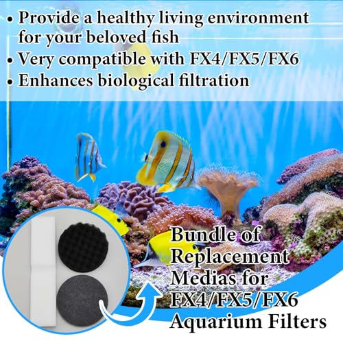 Threlaco 28 Pcs Aquarium Media Kit Compatible with Fluval Fx4/ Fx5/ Fx6 Filter, Carbon Foam Pad, Nitrite Remover Pads, Activated Carbon, Foam Block, Silicone Lube, Towels, Ceramic Ring, Mesh Bag - color: Nitrite Remover Pads