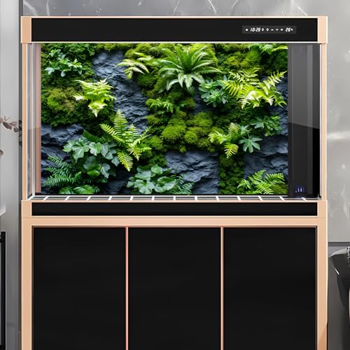 Rock Wall Reptile Habitat Background Greenery-Infused Room Vertical Moss Wall Terrarium Background Nature's Embrace Tropical Green Plants Fish Tank Background Moss Wall Aquarium Background 24x16in - color: Green, size: 24(W)x16(H)in
