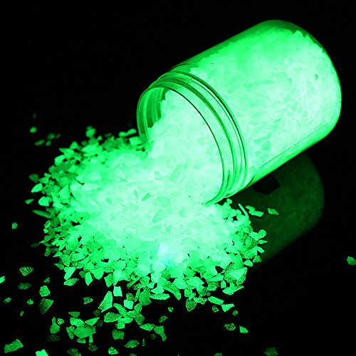 Shiny Stone Glow in The Dark Aquarium Neon Gravel Sand, Decorative Rocks for Fish Tank and Fairy Garden, Home Dec,305g/0.67lbs (3-5mm, Yellow Green) - color: Yellow Green, size: 3-5mm