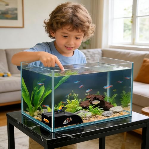 Aquarium Underground Corner Cave Natural Curve, Viewing Fish & Shrimp Tunnel Hideaway Corner, Under Gravel Viewing Tunnel Fish Cave Tank Decoration for Aquarium Tanks Shelter