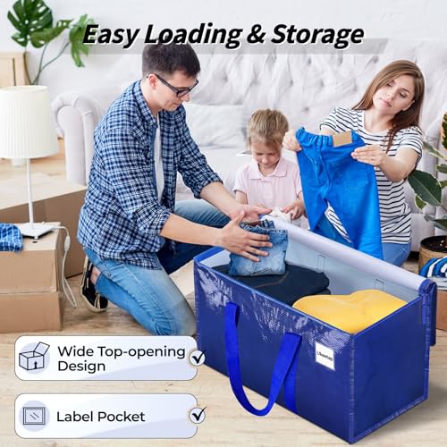 8 Pack Extra Large Heavy Duty Moving Bags, Blue Storage Bins with Lids, Reinforced Handles & Heavy-Duty Zippers Moving Boxes Storage Bags Totes for Clothes Packing, Dorms, College Supplies, Blue - color: Blue, size: 8 Pack
