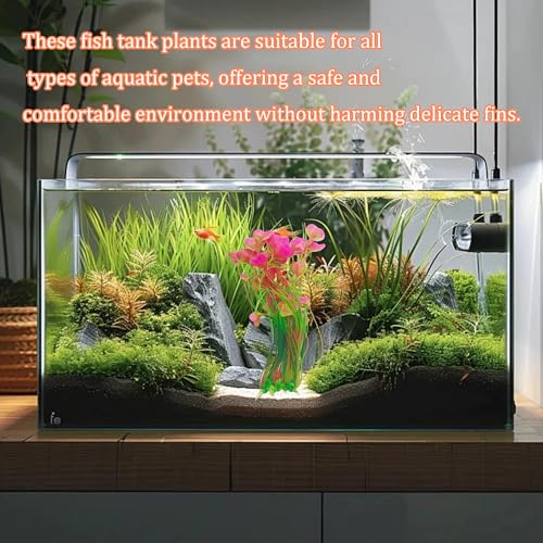 2Pcs Plastic Fish Tank Plants, Extra Large Artificial Aquarium Plants, Tall Seaweed Decorations, Realistic Aquatic Decor for Freshwater and Saltwater Aquarium(Pink)