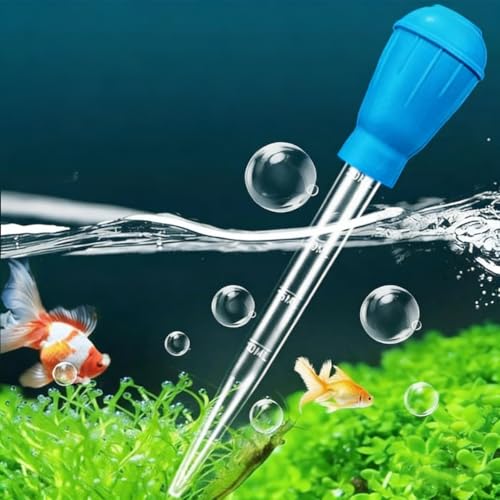 Aquarium Water Changer & Gravel Cleaning Tube, Manual Fish Tank Siphon Vacuum Cleaner with Coral Feeder Dropper, Multipurpose Waste Extractor for Marine Reef & Freshwater Tanks - color: Blue, size: 1PC