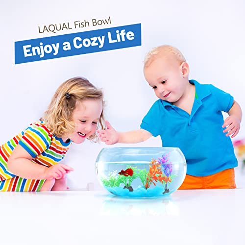 1 Gallon Glass Fish Bowl with Decor, Include Fluorescent Rocks & Colorful Plastic Trees, High White Glass for Clear View, Small Fish Bowl/Aquarium for Betta/Goldfish, Nice Home Décor - color: 1 gal fish bowl